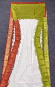 Red & Olive Green Madurai Cotton Saree