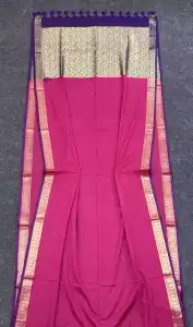 Rani Pink & Purple Handloom Cotton Gadwal Saree