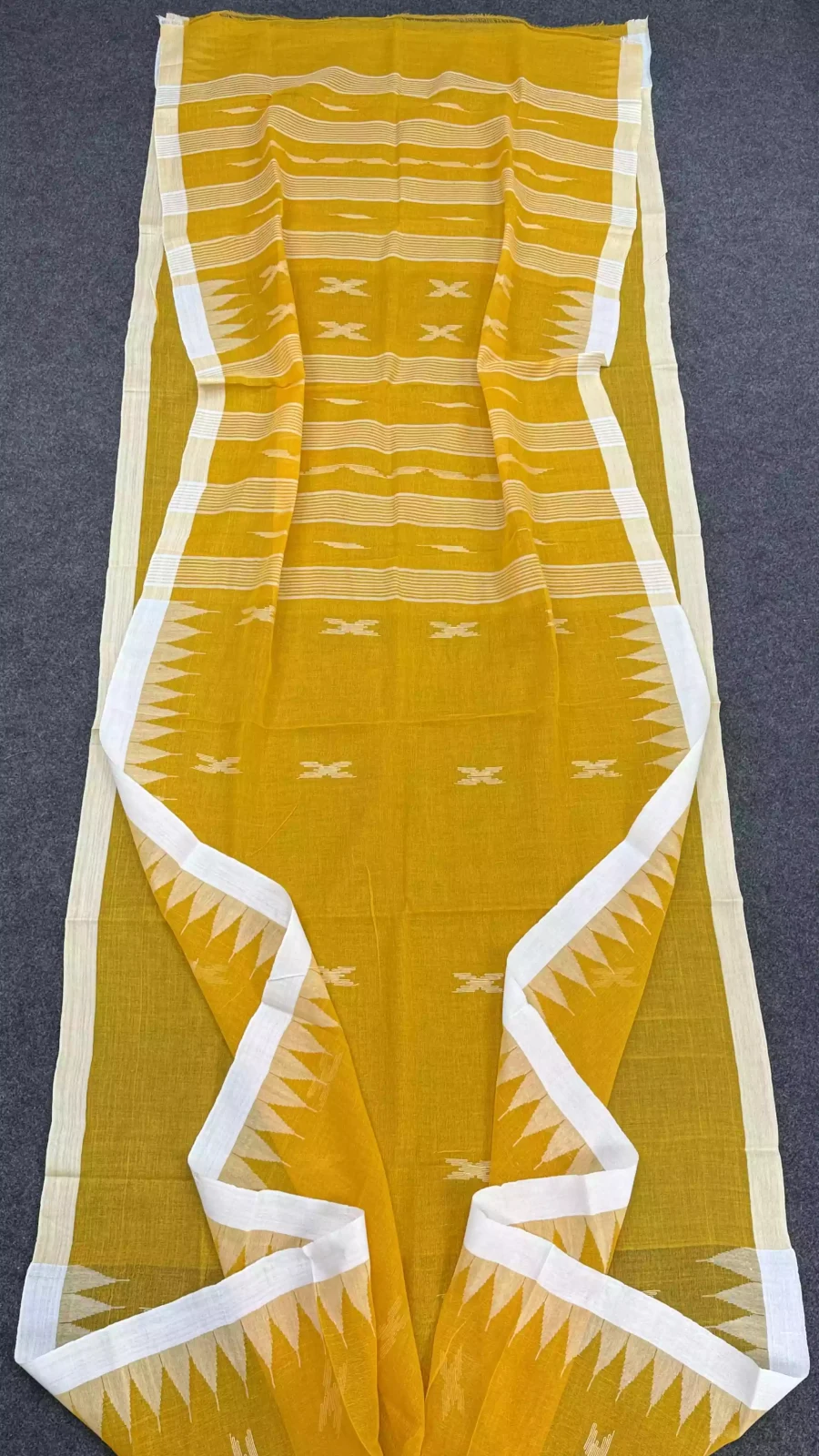 Mustard Yellow & Ivory — Shiuli Monipuri Sare