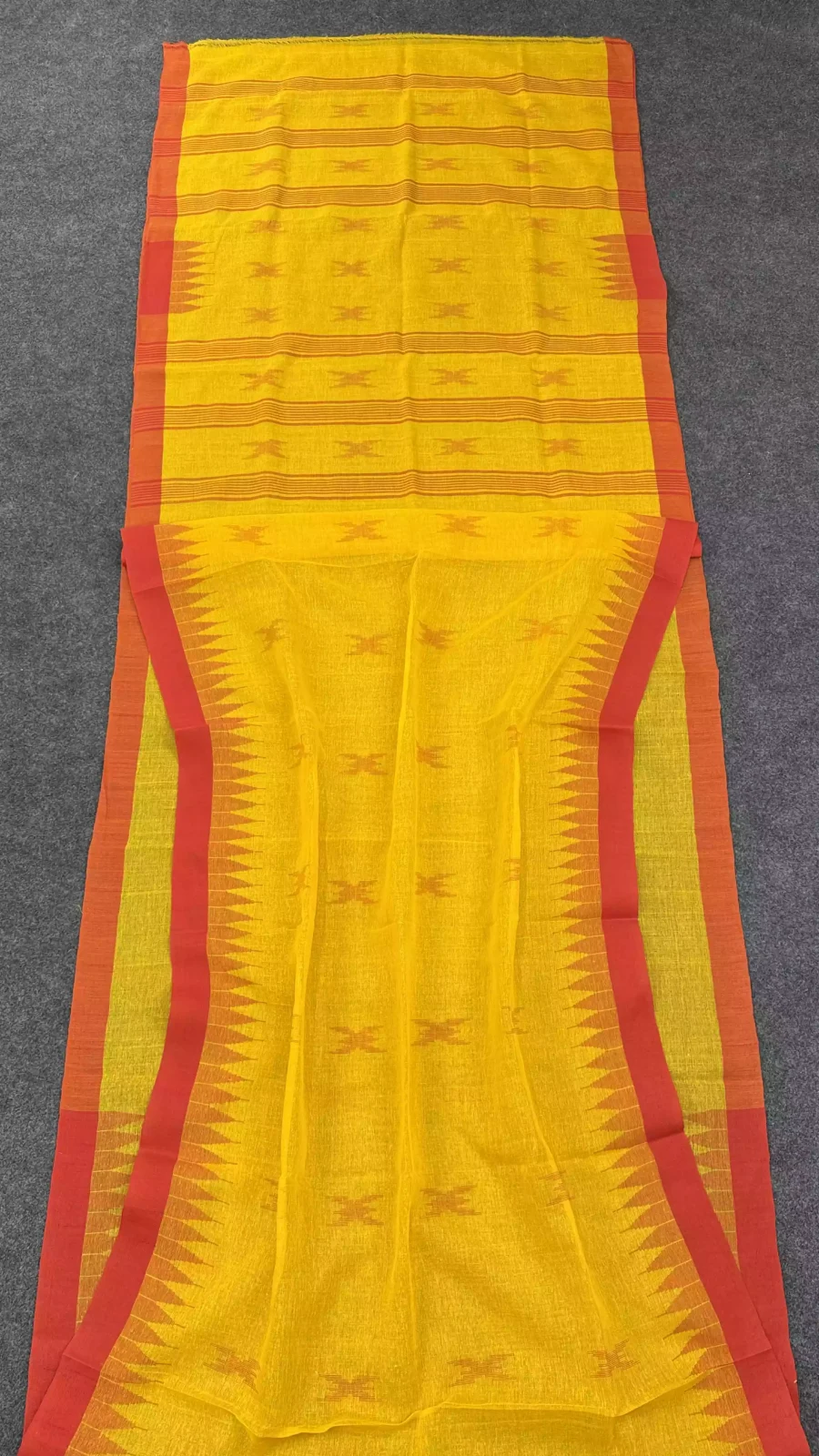Yellow & Red Suily Manipuri Saree