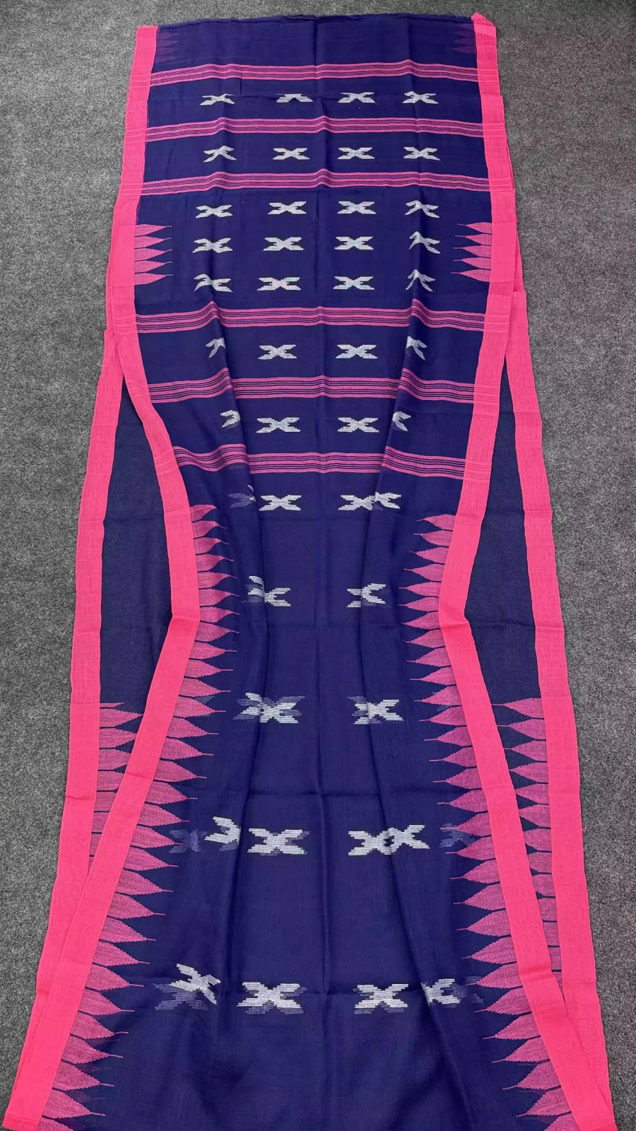 Navy Blue & Pink Suily Manipuri Saree