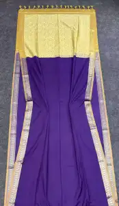 Royal Purple & Antique Gold Handloom Cotton Gadwal Saree