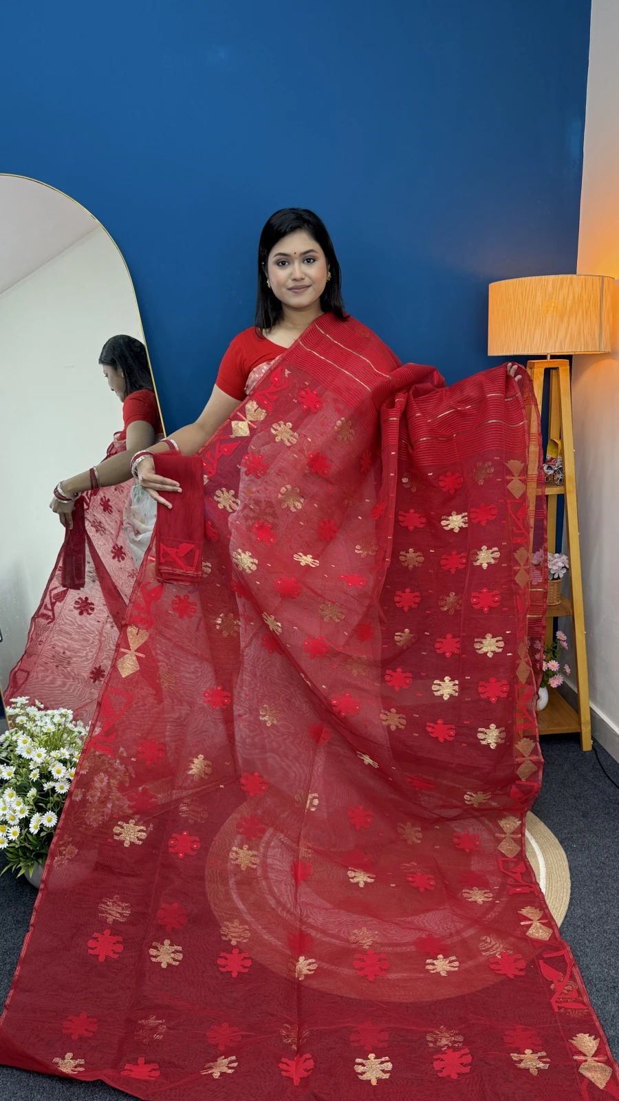 Royal Red Dhakai Jamdani Saree