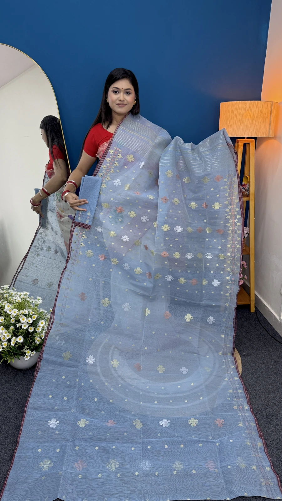 Premium Sky Blue Dhakai Jamdani