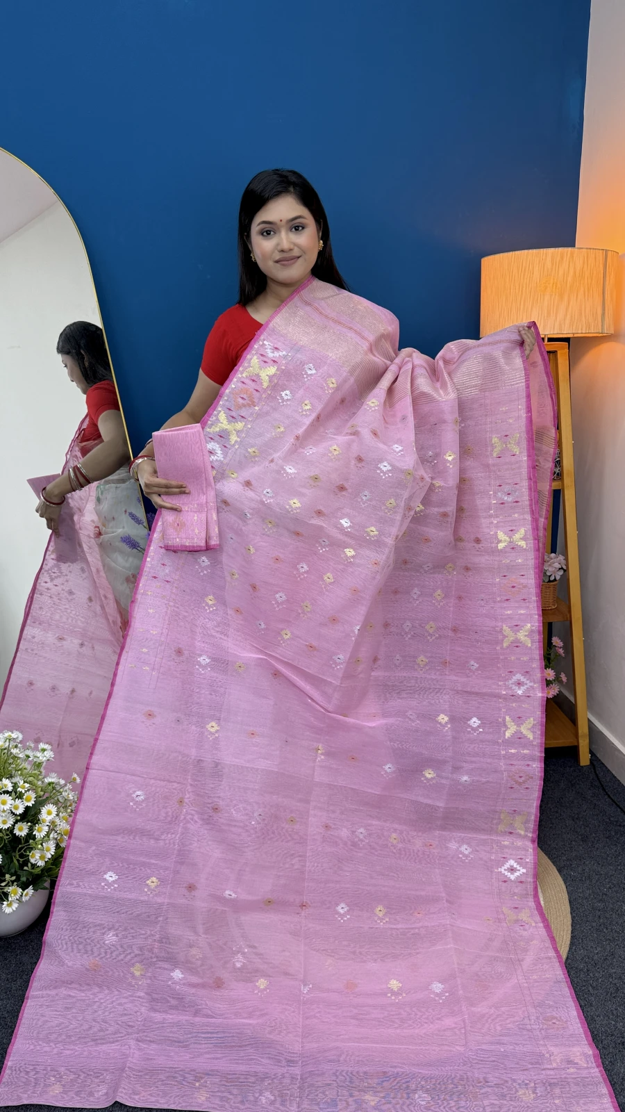 Premium Baby Pink Dhakai Jamdani