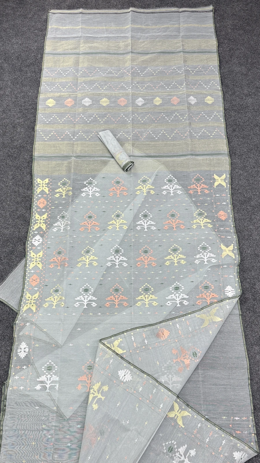 Premium Light  Ash Grey Dhakai Jamdani