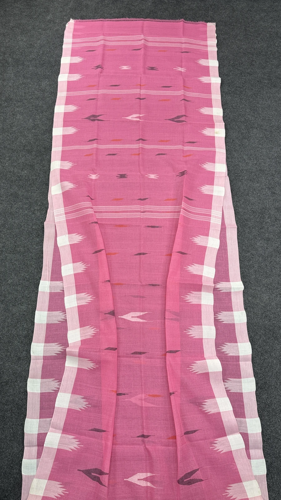 Baby Pink & White Border Manipuri Saree