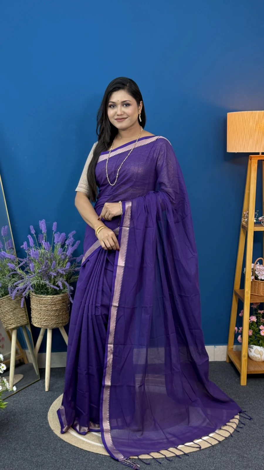Purple Kota Cotton Saree