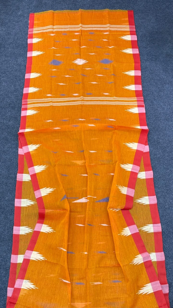 Bright yellow- Orange Manipuri Saree